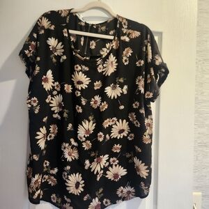 Maurices Black Floral Blouse Size XL Euc